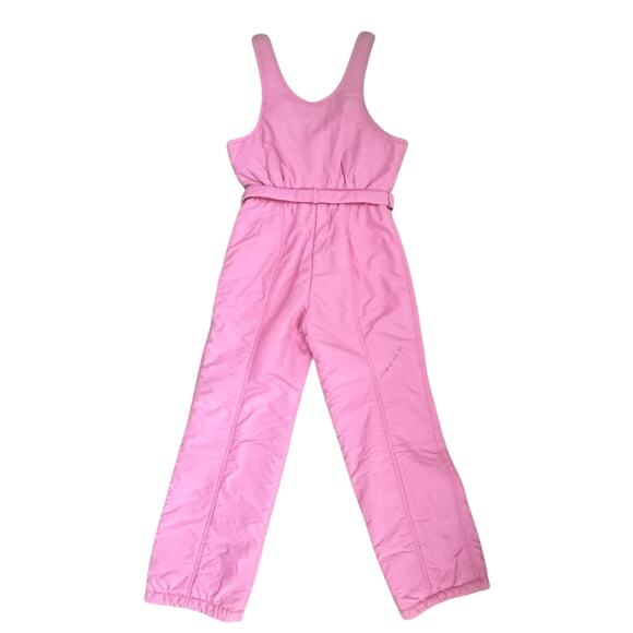Vtg Hermans World Women M Pink Ski Bib Overalls Belted 80s Snow Pants Hong Kong - Picture 3 of 13